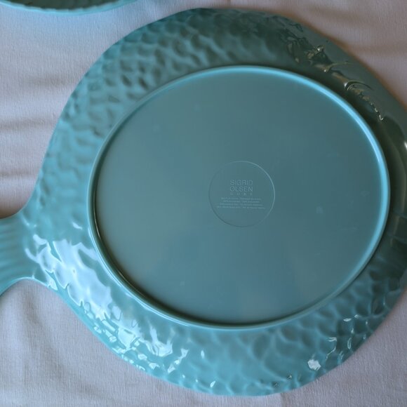 2 Sigrid Olsen Melamine Teal Mint Blue Large Fish Shaped Serving Platters Kitsch - Picture 6 of 13